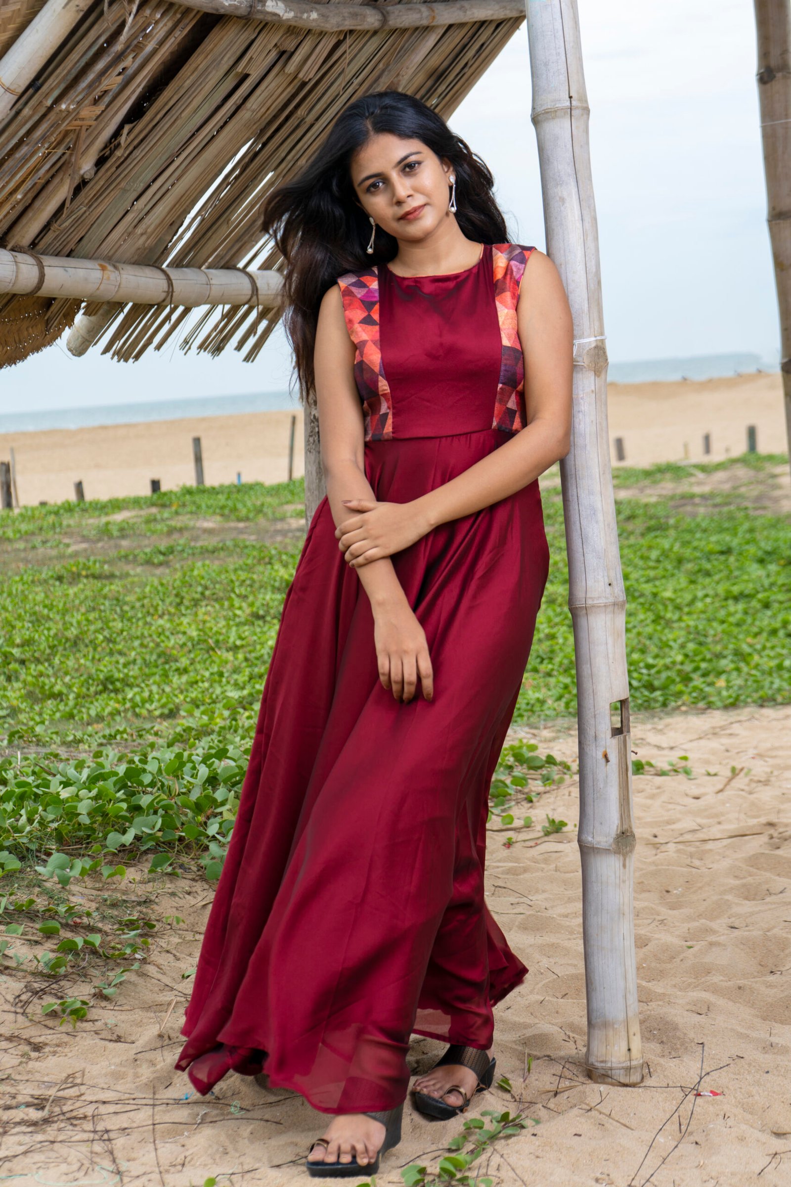 Maroon Silk Maxi - Image 3