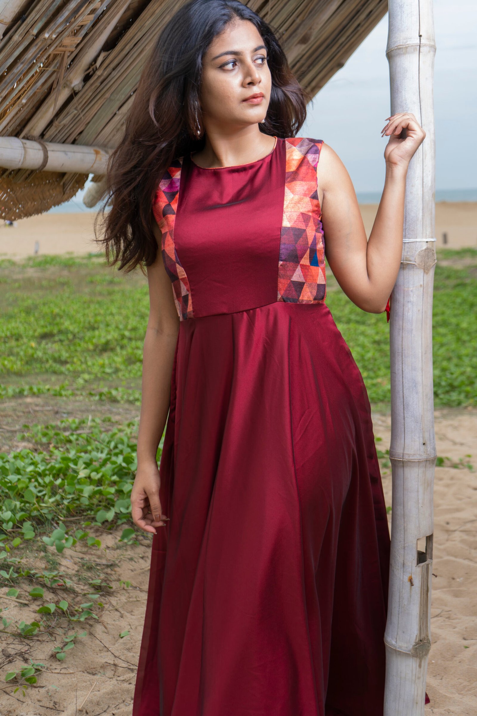 Maroon Silk Maxi - Image 2
