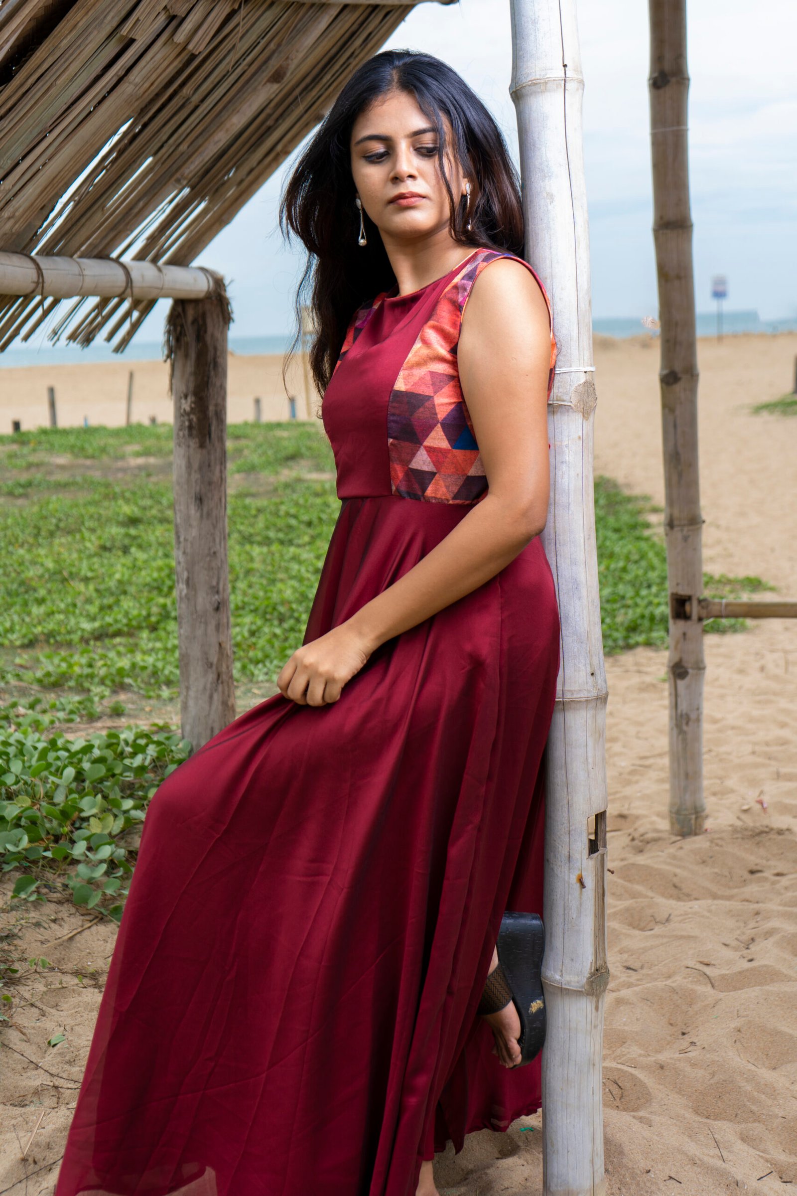 Maroon Silk Maxi - Image 9