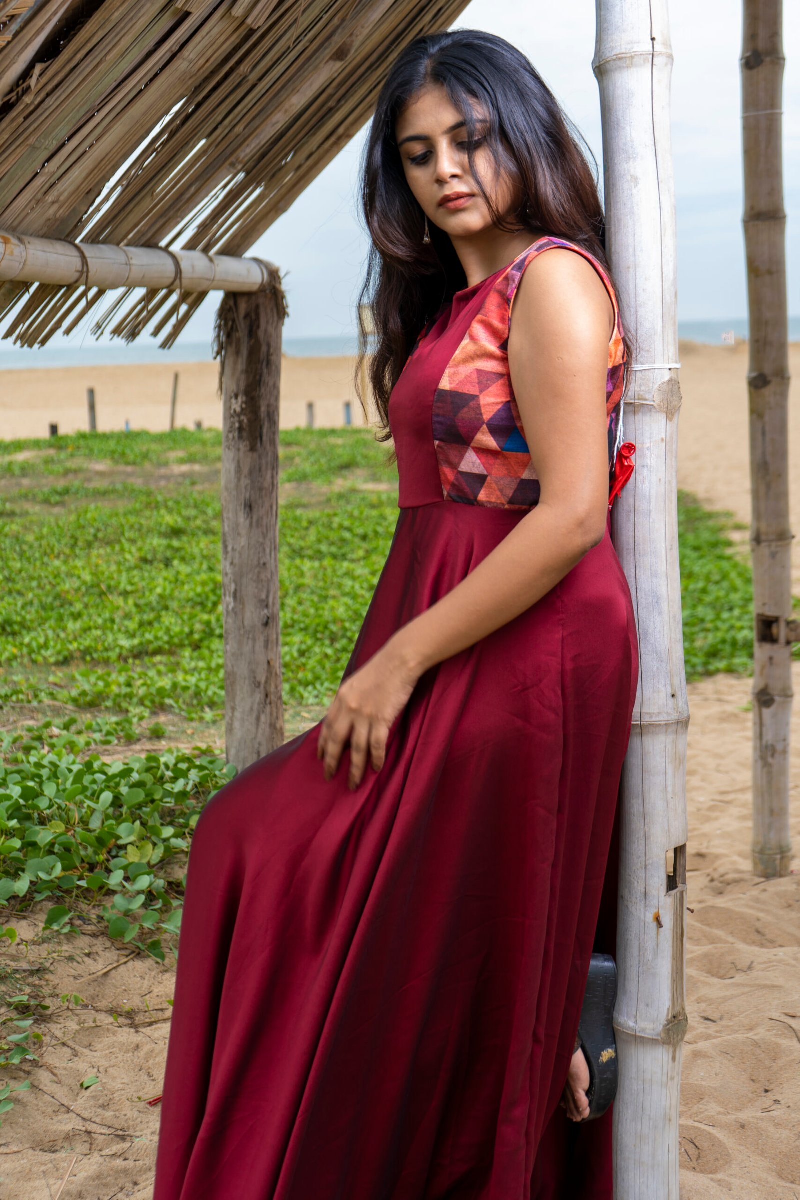 Maroon Silk Maxi - Image 8