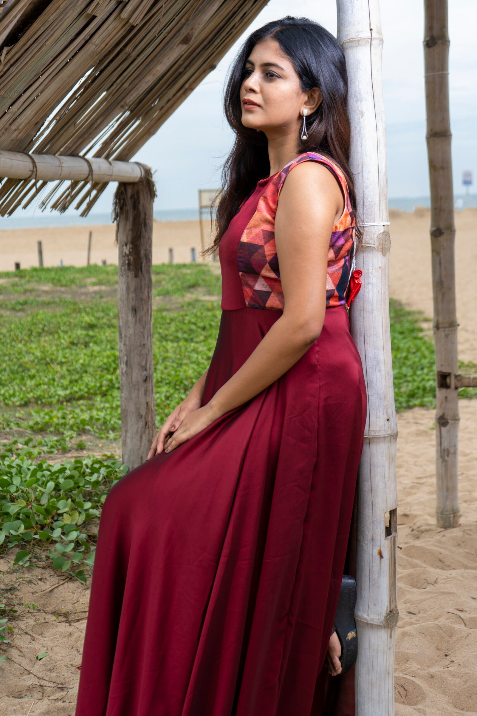 Maroon Silk Maxi - Image 7