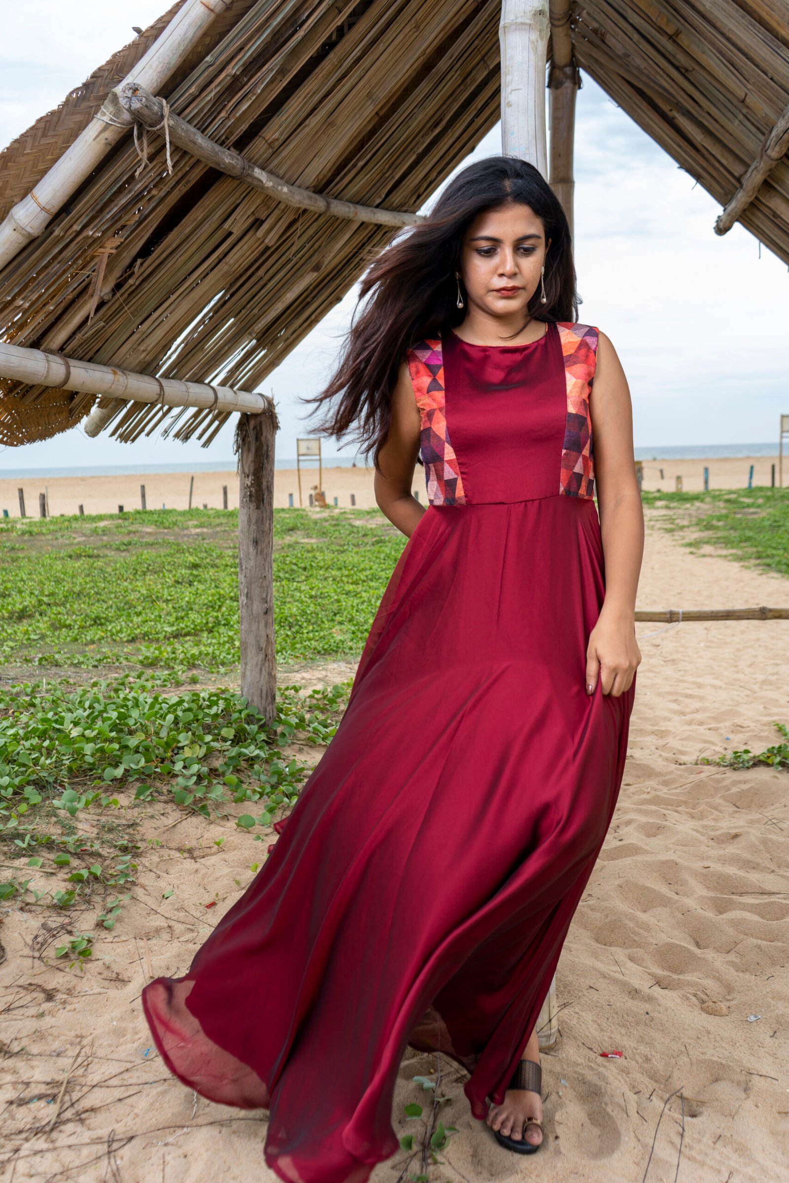 Maroon Silk Maxi - Image 6