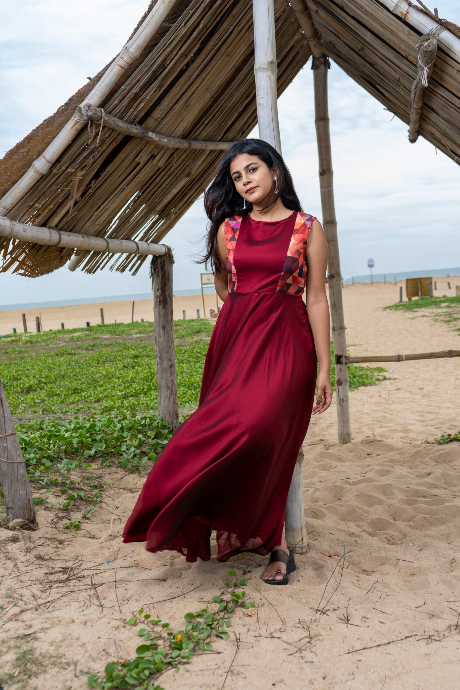 Maroon Silk Maxi - Image 5