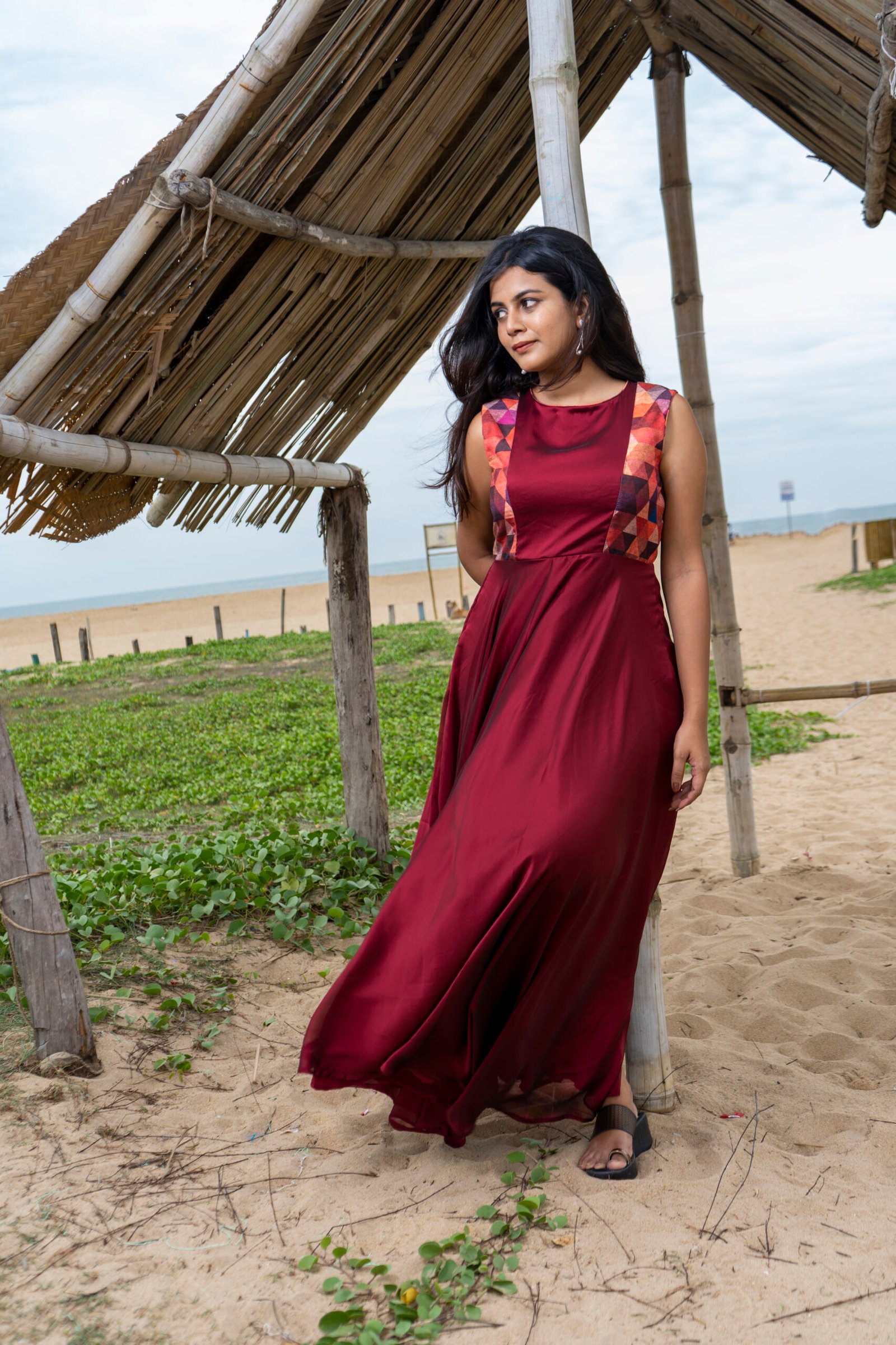 Maroon Silk Maxi - Image 4