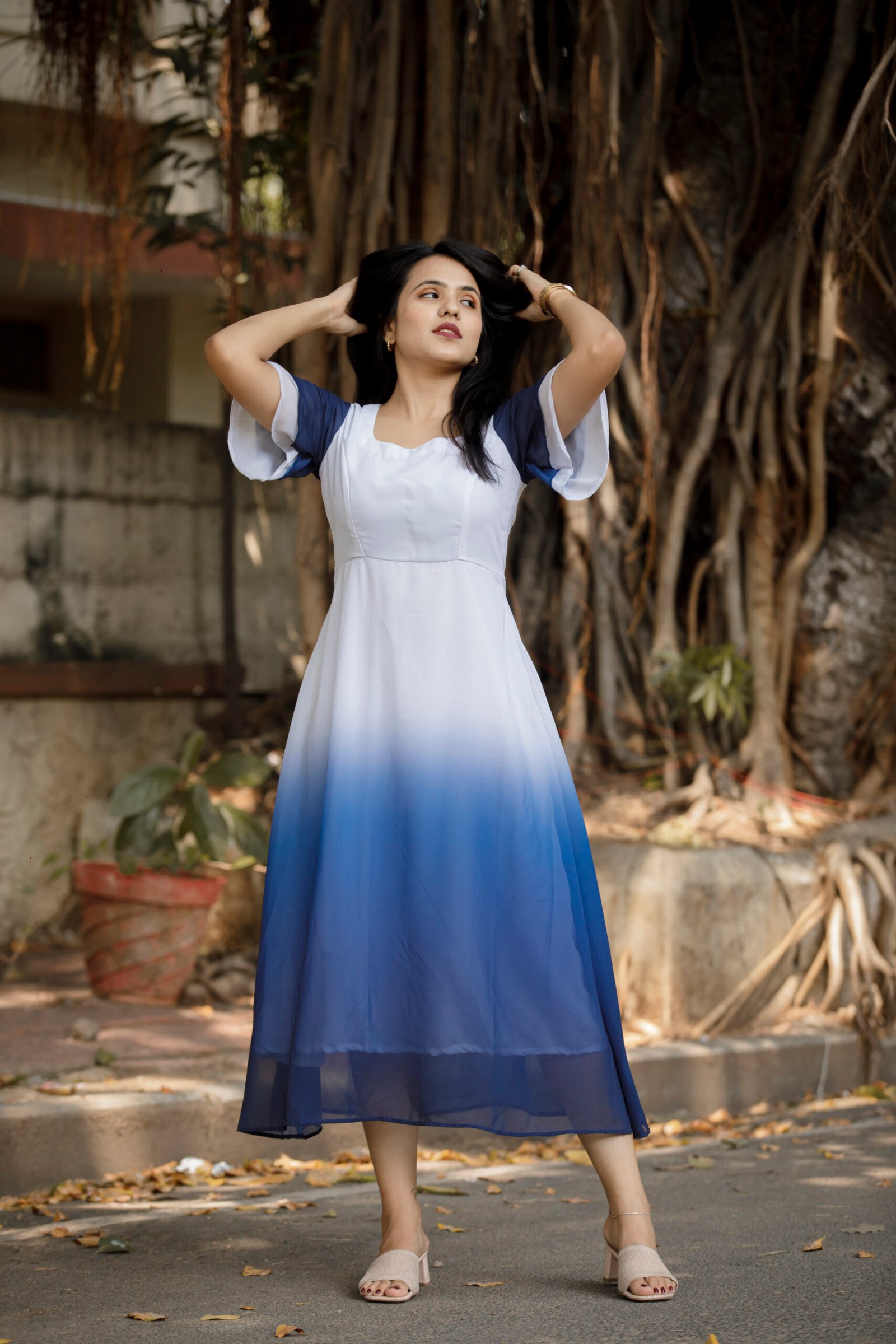 Blue Hue Ombre Dress - Image 4